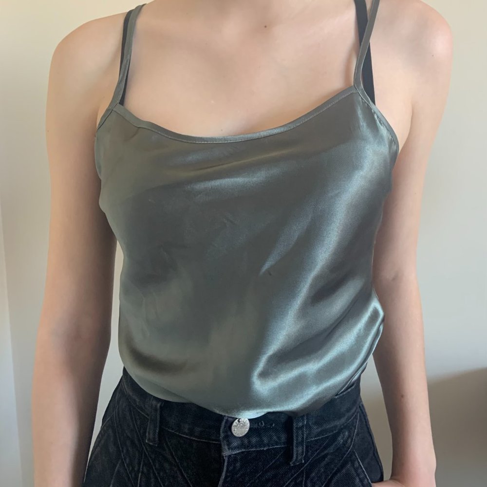 Teddy Silk Top Lace-Up Corset Back Satin Slip Cami Camisole Tank Party Blouse - Picture 6 of 7